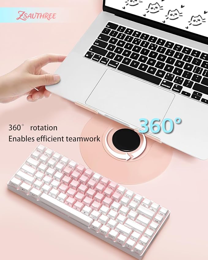 360° Rotating Adjustable Laptop Stand Perfect for Work, Painting,Office,Travel,Home,Fits MacBook & Laptops up to 13-15",Dual Rotary Shaft,Folding Design-Pink
