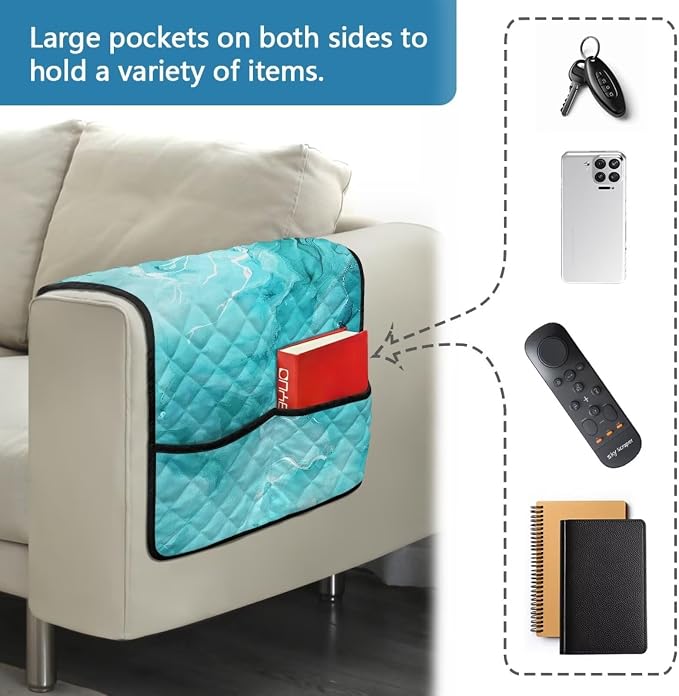 Green Marble Sofa Armrest Cover Stretch Couch Arm Covers Breathable Armrest Covers for Chairs Arms Protector Keep Home Clean Scratch-Resistant Sofa Arm Cover Protect Armchair Decor
