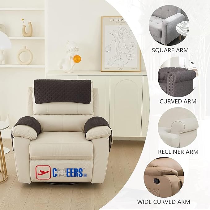 XMAYODS 3 Pcs Recliner Covers Sherpa Arm Covers for Recliner Chair with Storage Pockets Headrest Cover for Recliner Chair Armchair Slipcovers for Sofa Recliner Protector (Color : #8)