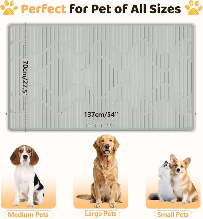 Silicone Dog Crate Mat 54" x 27.5" Extra Large Pet Bed Mat | Dog Cage Mat with Raised Edge, Washable, Non-Slip, Leakproof Kennel Mat for Protect Floors, Reusable Dog Playpen Mat