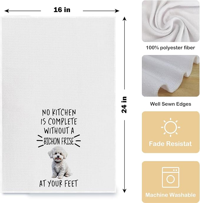 Bichon Frise Gifts Kitchen Towels, Bichon Frise Gifts for Women Dish Tea Towels, Dog Mom Gifts Hand Towels Kitchen Decor, Dog Lover Gifts, 16x24 Inch