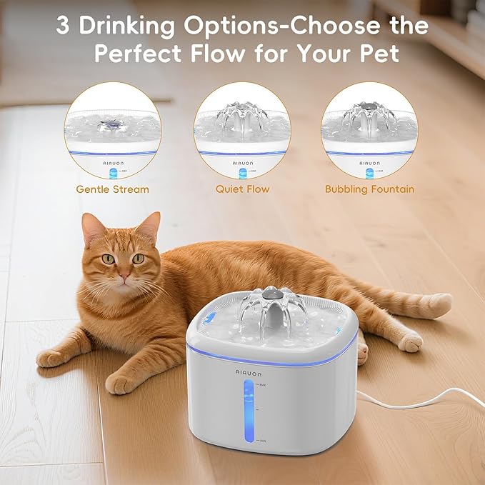 Cat Water Fountain,84oz/2.5L Pet Cat Fountain – Ultra Quiet Upgraded Automatic Pet Water Dispenser with 8 Replaceable Filters, Indoor Cat & Dog Drinking Bowl
