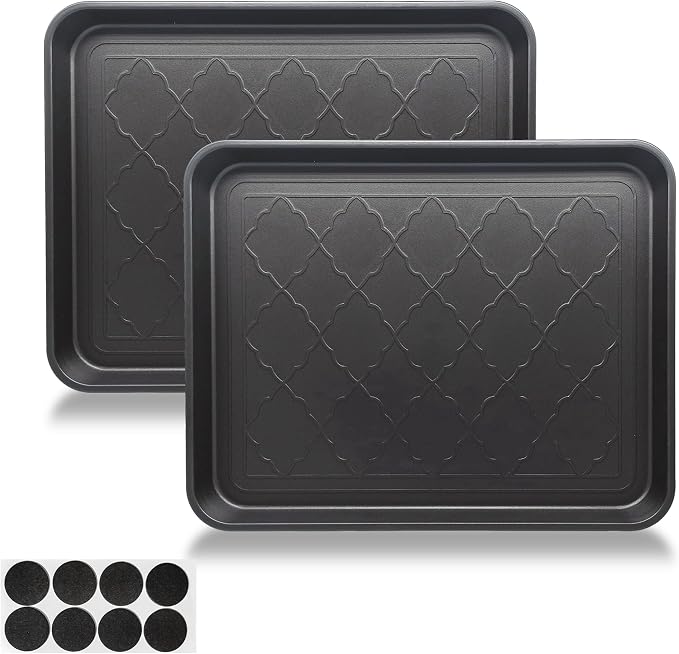 Small Boot Tray for Entryway Indoor, 2 Pack Wet Shoe Matt Tray for Floor Protection,Plastic Boot Mat w/Lip, Wet Shoe Mats for Mudroom (16.54in*12.6in*1.2in)