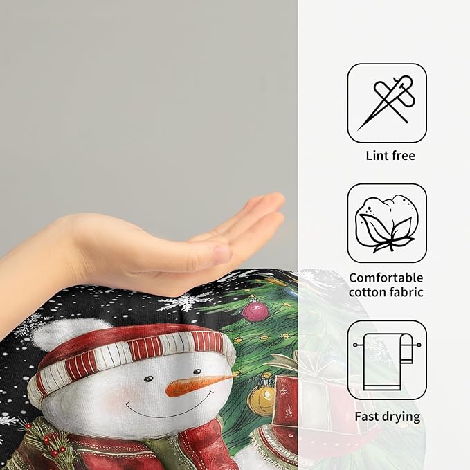Giwawa Winter Snowman Hand Towels Set of 2 Xmas Tree Fingertip Face Towel Holiday Decorative Absorbent Dish Towels for Bathroom Kitchen Hotel Spa