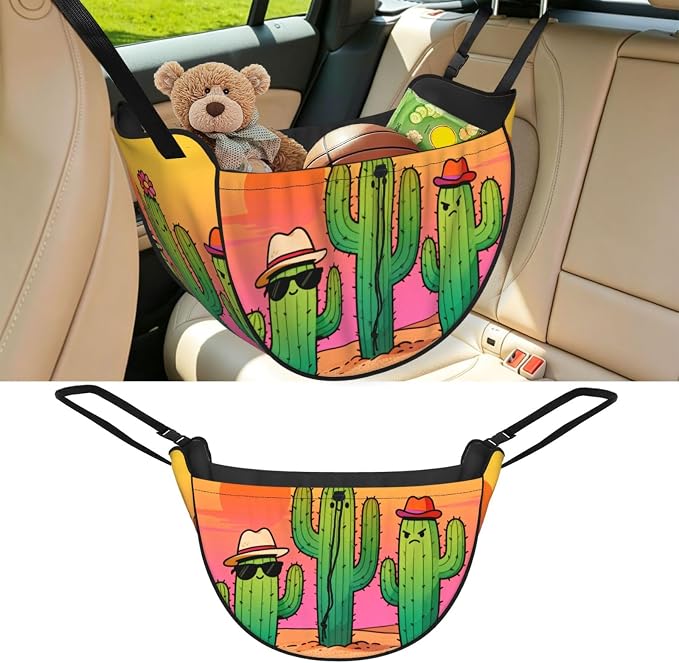 cactus Car Seat Organizer-Backseat Storage Bag for Travel | Waterproof Durable. Holds Snacks Gear Essentials. Fits Most Cars.