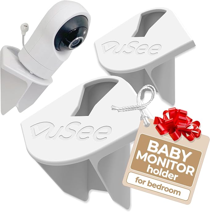 Anywhere Baby Monitor Wall Mount – No-Drill Adhesive Shelf for Cameras – Compatible with Most Baby Monitor Brands – White, 2 Pack