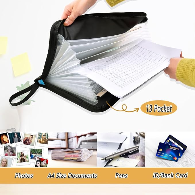 Duck Bubbles Pattern 13 Pocket File Organizer Expanding File Folder with Front Pouch Portable Business File Storage Document Organizer Folder with Zipper