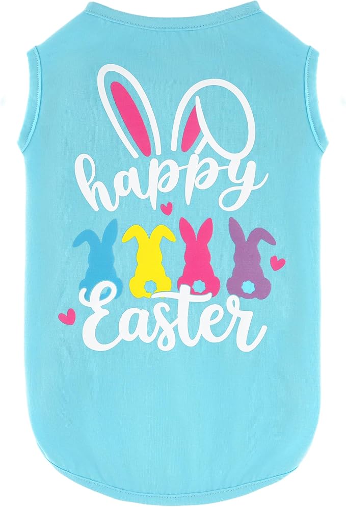 Dog Easter Outfit Shirt Soft Cotton Stretchy Lightweight Easter Dog Clothes Shirts Sleeveless Vest for Small Medium Large Dogs Cats