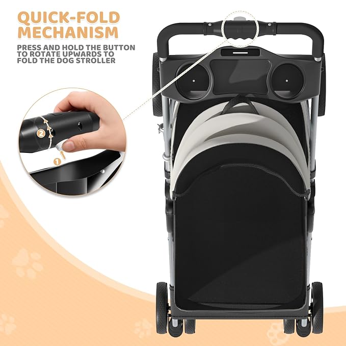 Magshion 3-in-1 Foldable Pet Stroller for Small to Medium Dogs and Cats | Dog Travel Jogger with Detachable Carrier, Cup Holder & Storage Basket, For Small/Medium Dogs & Cats Up to 33 lbs
