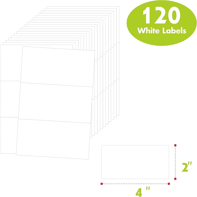 120 Large Size Removable Customizable Blank Labels, Water/Oil/Tear Resistant, No Residue for Home Organization Projects, Bins, Kitchen Storage Containers, Desk Items(2”x 4”)