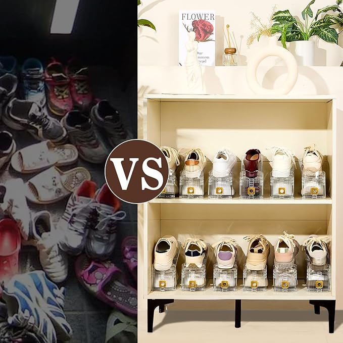 Shoe Slots Organizer for Closet, 30 Pack Shoe Stacker Organizer, Shoe Storage Space Savers 50%, 3 Levels Adjustable Shoe Racks for Closet Organization
