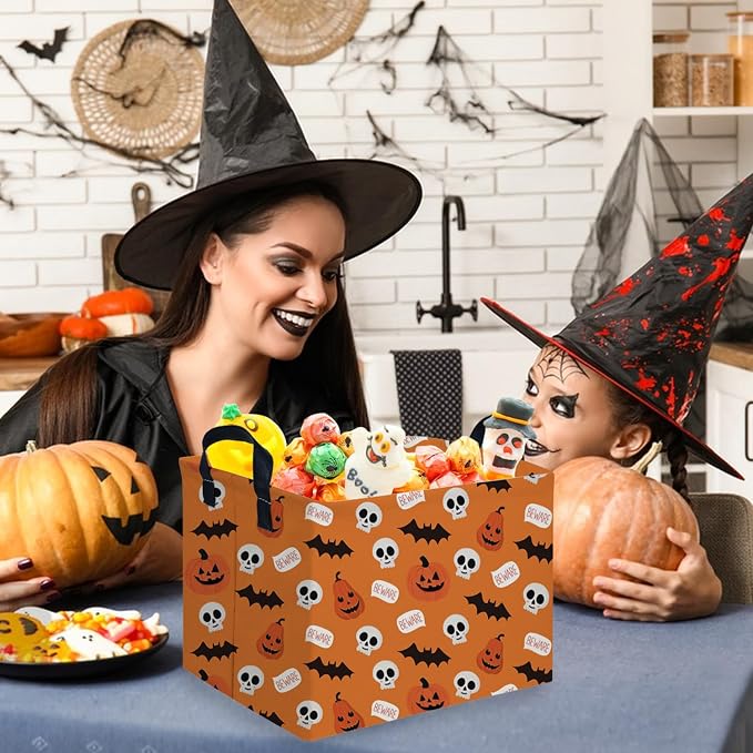 Halloween Ghost thriller basket,Empty Halloween basket,Horror and thriller decor,Trick or Treat Box for Boys and Girls,Horror decor(Bat pumpkin)
