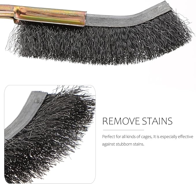 Angoily Bird Cage Cleaning Brush Long Handle Wire Bristle Brush Bird Cage Scrubber for Pet Supplies Accessories Narrow Design for Daily Cleaning 2 Pack
