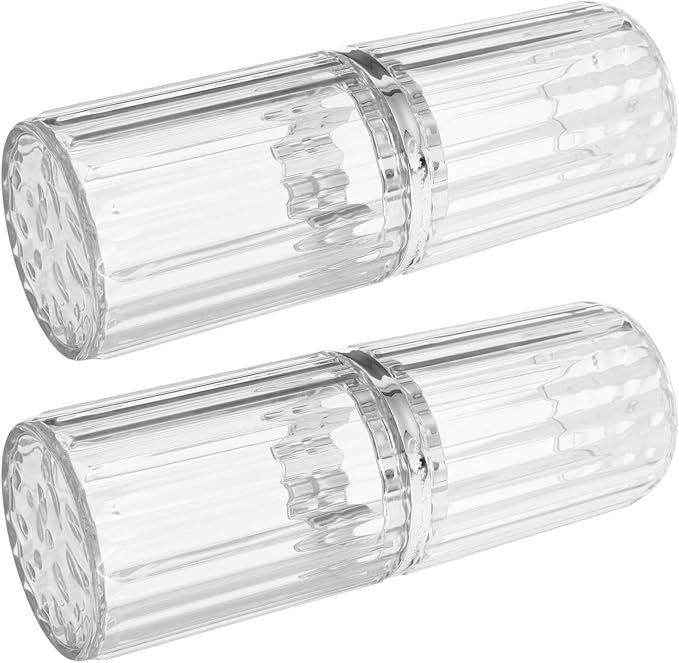 2pcs Travel Toothbrush Cup Case Double Cup Organizer Toothpaste Holder for Family Business Trips Camping Gym Transparent Portable Storage