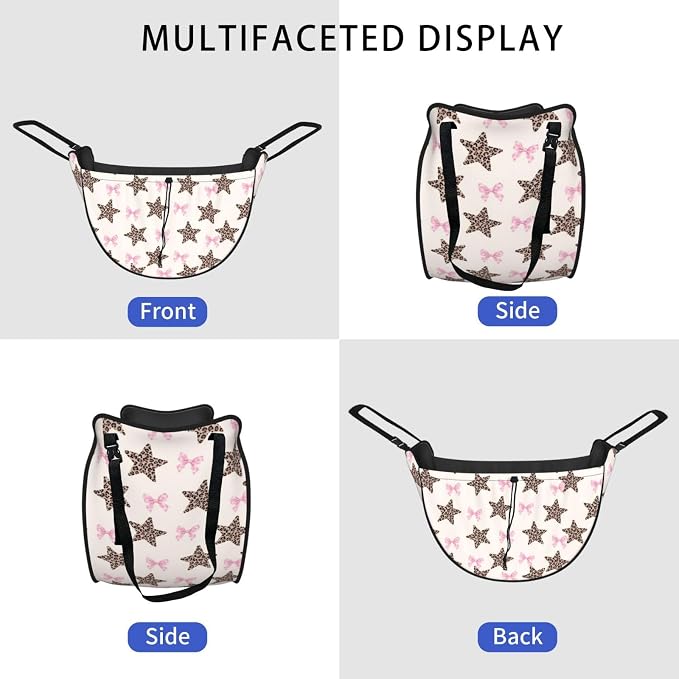 Leopard Star Pink Bow Car Seat Organizer Backseat Storage Bag, Large Waterproof Vehicle Organizer With Adjustable Straps For Gear Essentials, Fits Most Cars