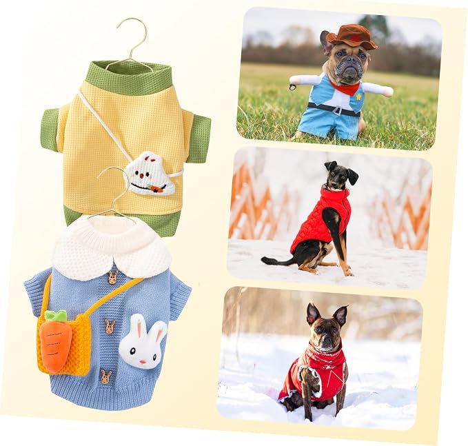 INOOMP 10Pcs Portable Metal Pet Hangers for Small Dogs Cats Durable Non Slip Clothes Organizer Lightweight Mini Hangers for Travel for Pet Clothing Storage
