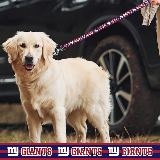 Pets First NFL Licensed New York Giants Pet Leash, Size Medium – Durable Satin Dog & Cat Walking Strap and Pet Tether with Embroidered Team Name & Logo