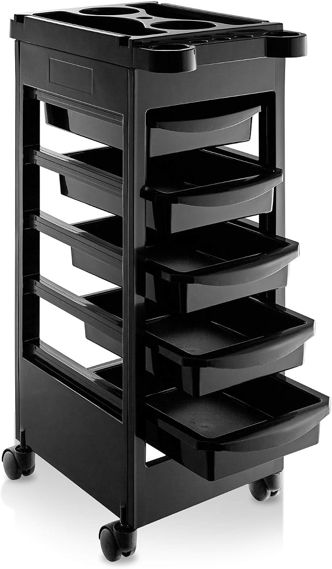 Saloniture Beauty Salon Rolling Trolley Cart with 5 Drawers