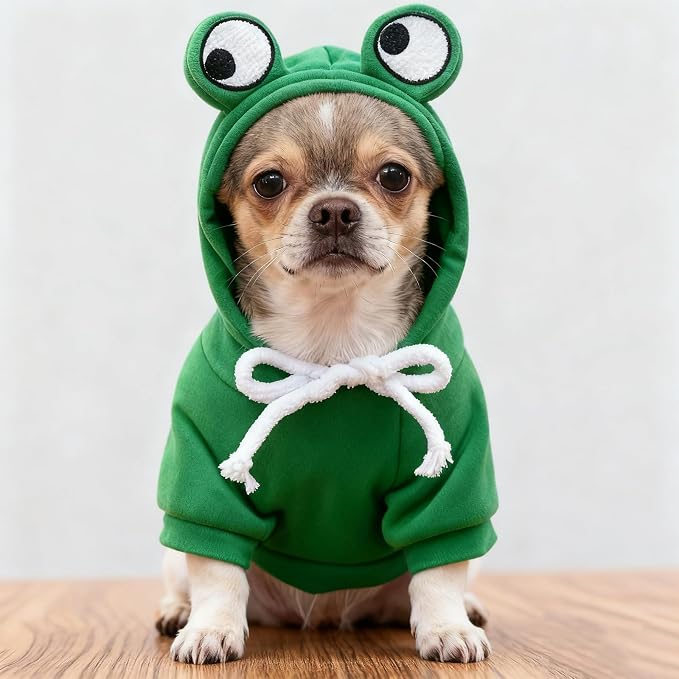 Pet Clothing Dog Transformation Shaped Hoodie (Frog,S) | Autumn and Winter Warm Small Large Dog Method Dou Cat Clothes For French Bulldog Chihuahua Pug Boston Terrier Dachshund