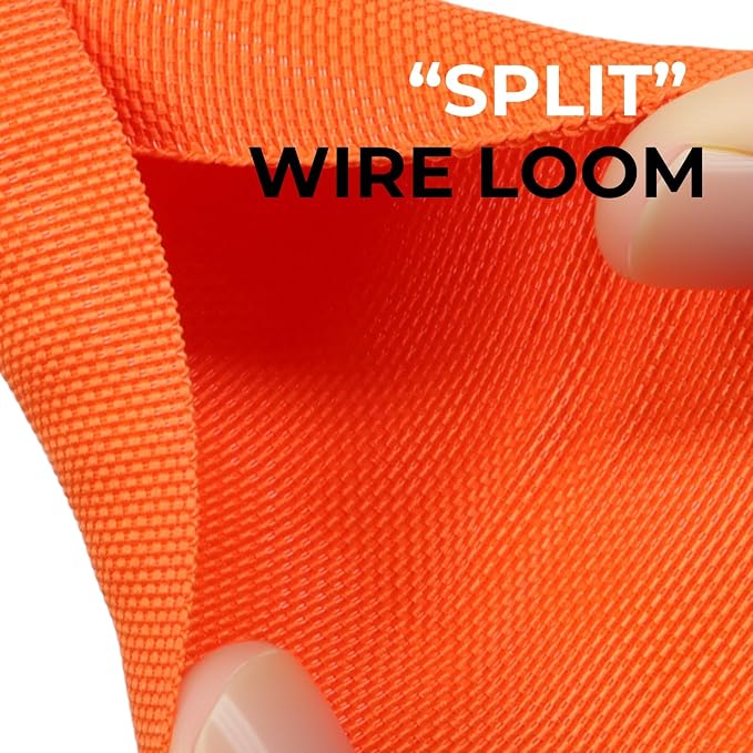 5/16 inch Split Braided Cable Management Sleeve for USB Cable Power Cord Audio Video Cable, Wire Loom Cord Protector from Cat Dog Chewing (Orange, 25FT)