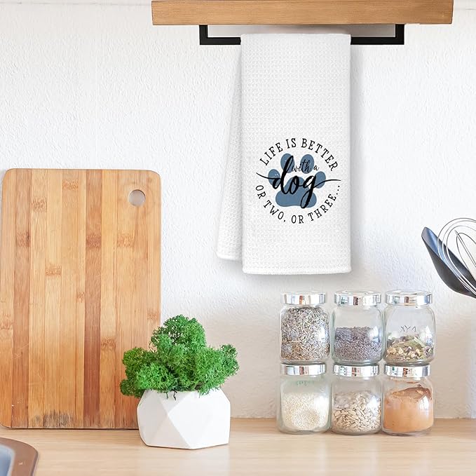 Dog Themed Gifts Kitchen Towels 16'24', Dogs Mom Gifts for Women, Dog Decorations for The Home, House Warming Gift New Home, Paw Prints Kitchen Tea Hand Towels