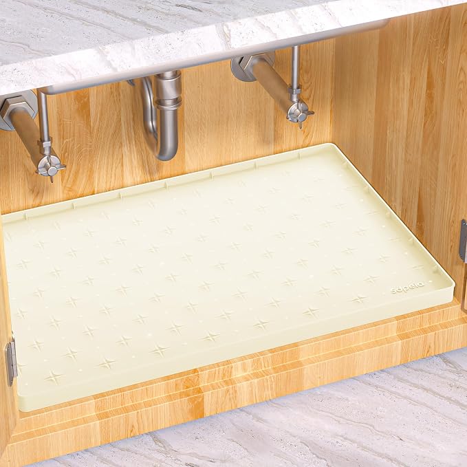 Sdpeia Under Sink Mat 19"×19" Waterproof Silicone Cabinet Liner & Sink Protector for Kitchen & Bathroom, Multi-Purpose Organizers Tray for Pets, Laundry, Cat Litter Mat