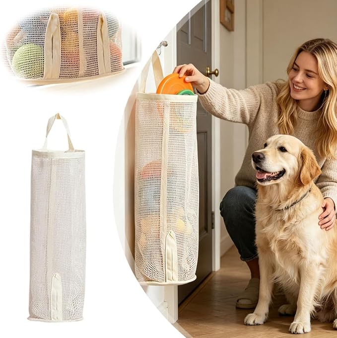 2026 New Pet Toy Storage Bag, Wall-Mounted, Space-Saving Organizer with Bottom Opening for Cat Wand Toys and Dog Toys (#A)