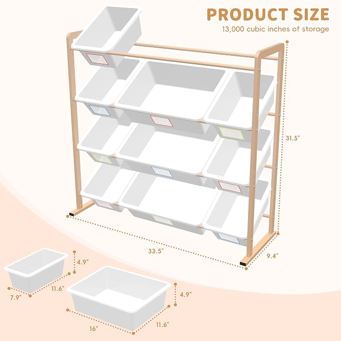 Toy Storage Organizer with12 Removable Storage Bins, Kids Bin Shelf, Toys Box for Playroom Organization for Bedroom & Room