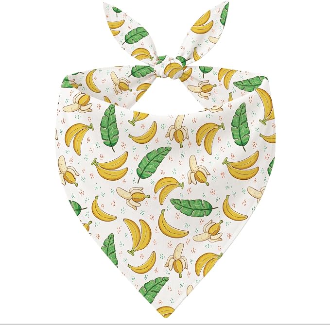 Banana Dog Bandana, Tropical Fruit Pattern Pet Triangle Scarf for Small Medium Dogs, Cute Puppy Bandana for Daily Wear Walks Picnic Birthday Family Photos