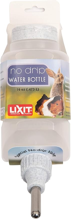 Lixit® Top Fill No Drip Water Bottles for Rabbits, Ferrets, Hamsters, Guinea Pigs, Rats, Chinchillas and Other Small Animals - Made in USA (Granite (Pack of 1), 16 Ounce)