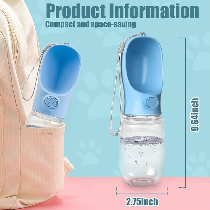 Bestac Pet Travel Water Bottle - Portable Dog&Cat Water Cup, One-Hand Operation, Lightweight & Leak-Proof, BPA-Free, Compatible with Most Gear, Ideal for Walking, Camping & Travel (Blue, 500ml)