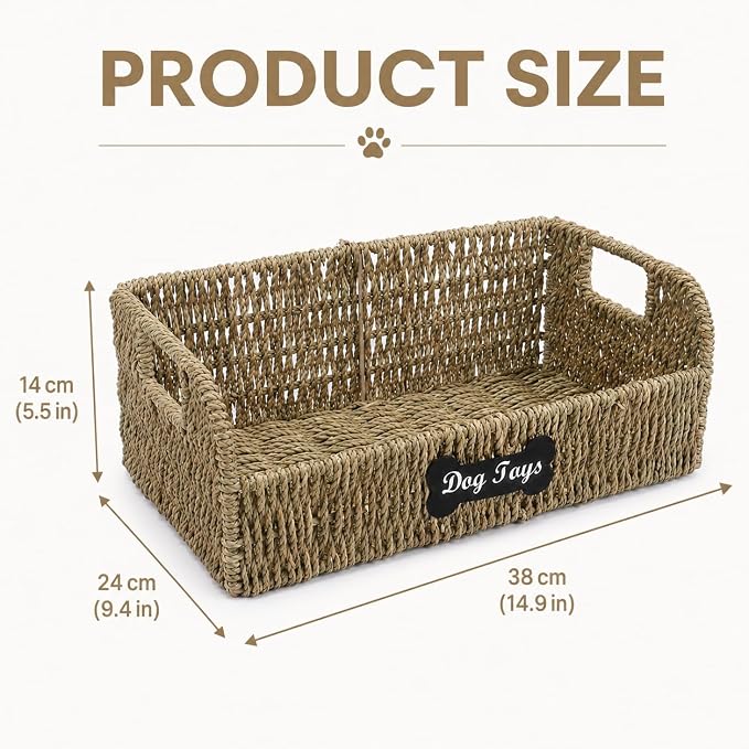 Dog Toy Basket,Wicker Dog Toy Bin with Handles,Farmhouse Puppy Toys Box for Storage,Dog Toy Organizer for Living Room,Bedroom,Entryway, Apartment Home Decor,1 Pack