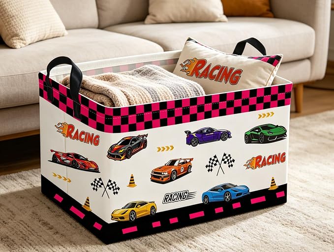 Rectangle Kids Baskets Car Basket Cute Storage Bin Organizer Boys Box for Room Decor Gift Basket(Car)