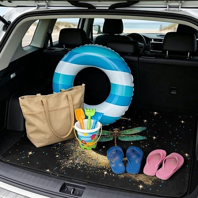 Moon Dragonfly Cargo Liners for SUV Truck Van – Non Slip Rear Trunk Mat & Dustproof Cargo Cover for Dogs & Pets – East Clean Install