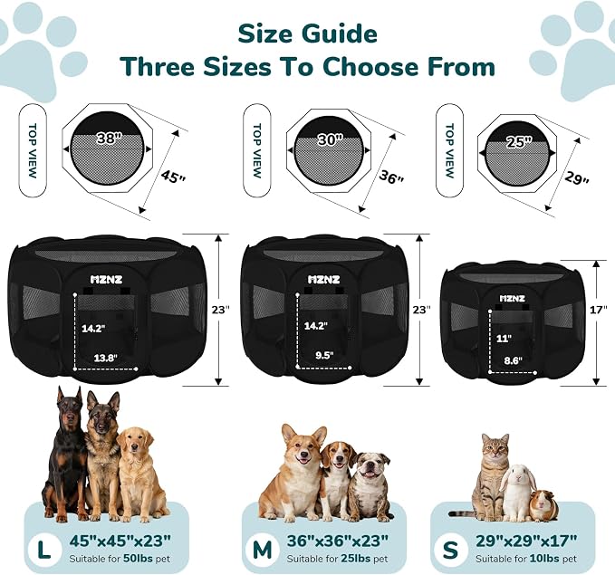 Dog Cat Small Animal Puppy Playpen Crate, Small, Whole Black | Portable Pop Up Pet Cage Enclosure Tent Kennel Indoor Outdoor with Carrying Case, No Assembly, Camping Use