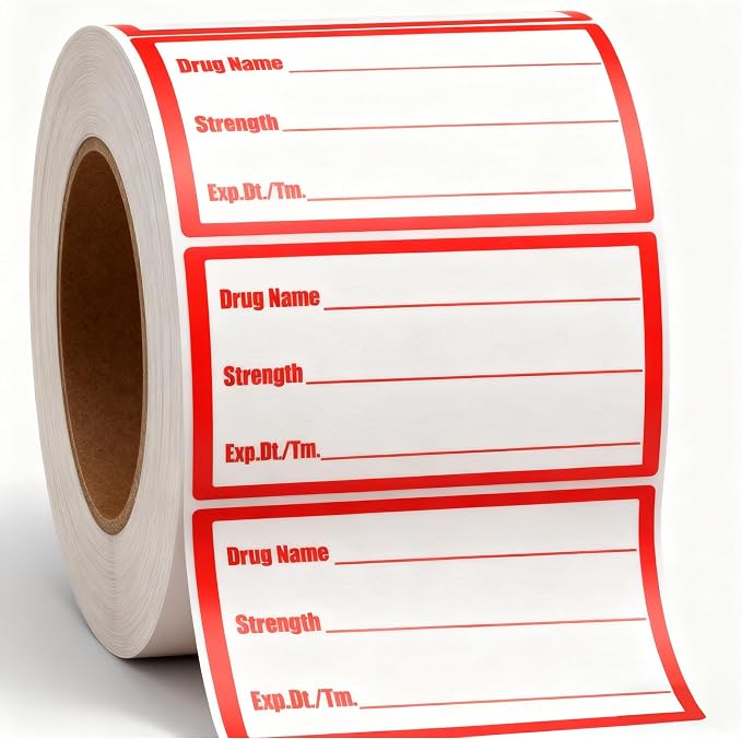 Drug Name Label Stickers 1x2 Inch for Pharmacy Veterinary Medication | Prescription Drug Usage & Strength Labels - Veterinary Instruction & Doctor Reminder Stickers for Medical Containers