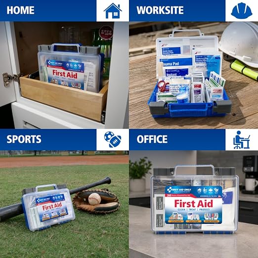 First Aid Only 91248 OSHA-Compliant First Aid Kit, All-Purpose 50-Person Emergency First Aid Kit for Business, Worksite, Home, and Car, 260 Pieces