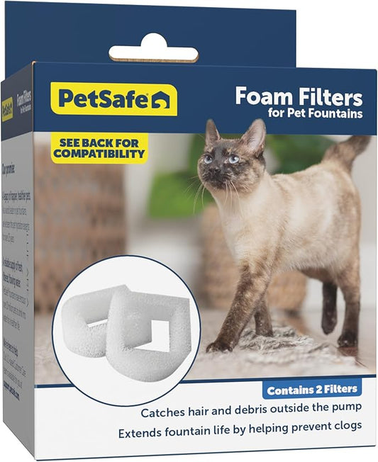 PetSafe Drinkwell Replacement Foam Filters - Improves Water Cleanliness - Protects Pump - Catches Hair & Debris - Compatible with Ceramic, Stainless,Plastic Pet Fountains (Pack of 12)