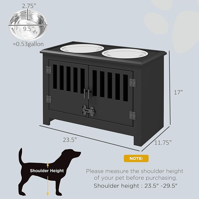 TTCOLATOPIA Elevated Dog Feeding Station with Food Storage Cabinet, Pet Food Organizer for Dogs, Elevated Dog Bowl Stand with Airtight Container, Wooden Dog Feeder Station for Indoor Use