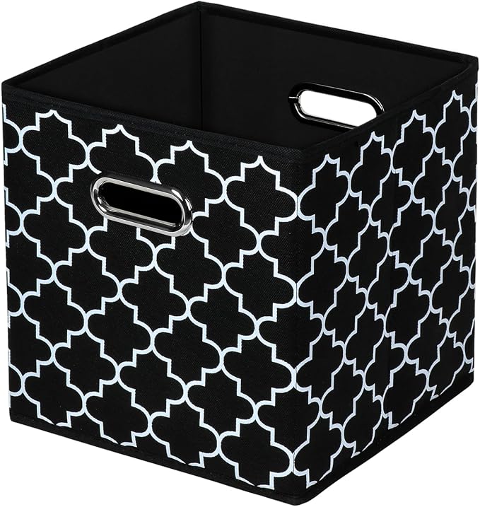Black Foldable Storage Cubes Bins , Fabric Storage Box Cubes Organizer Baskets with Dual Handles for Home Organizer Black Light