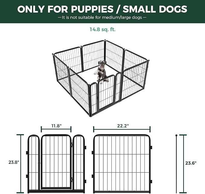 FXW Homeplus Indoor Dog Playpen with Camera Mount, 24" H, 8 Panels | Calm Indoor Play Area, Wider Viewing Angles with Stable Support, for Puppies & Small Dogs, Patented