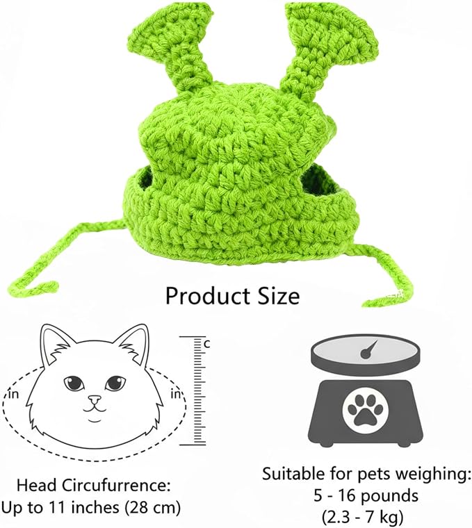Cute Cat Hat Costume Suitable for 5 to16 lbs - cat Hats for Cats only Head Circumference 11" or Less Kitten hat pet Photography Outfits