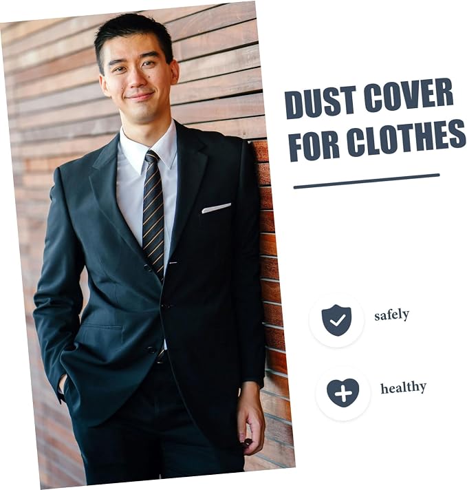 2 Pack EVA Garment Covers for Suit and Coat Storage 60x80cm | Breathable White Dustproof Hanging Design, Prevents Yellowing and PET Hair, Closet Organization