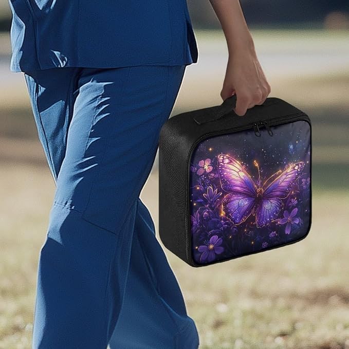 Empty First Aid Bag Butterfly Purple Galaxy Empty First Aid Bag Medical Bag Empty Large Capacity for Home Office and Travel Use Lightweight Washable Soft Fabric