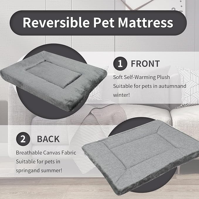 Dog Crate Mats Bed for Small/Medium Dogs, 30x20 Inch Short Plush Pet Mat, 1.6-inch Thick Thin Kennel Pad, Machine Washable Ideal for 30-Inch Dog Crates