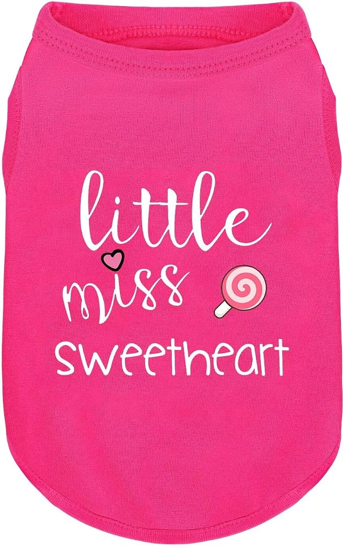 Pink Cotton Dog Shirt with 'Little Miss Sweetheart' Print, Soft & Breathable Pet Apparel for Small to Large Dogs, All-Season Sleeveless Vest, Cute and Comfortable Dog Outfit.Pink Lollipop 3XL