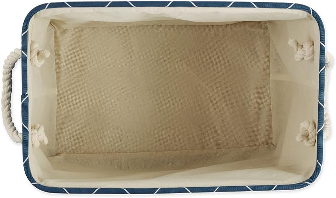 Bone Dry Pet Storage Paw and Bone, Trellis Collection, Medium Rectangle, 16x10x12, Navy