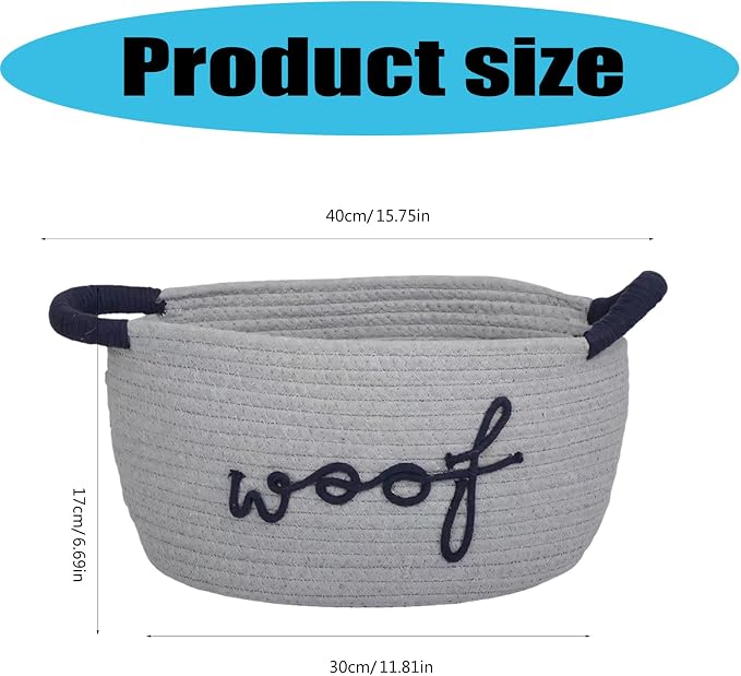 Hand Woven Cotton Rope Dog Toy Storage Basket Featuring Animal Patterns and Strong Handles for Pets