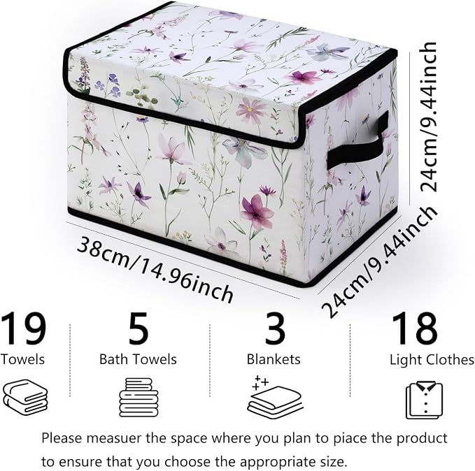 Stackable Storage Bins with Lids,Closet Organizers Fabric Box for Home and Office,Blanket Clothes Organizers,Under Bed Storage Containers 3 Pack