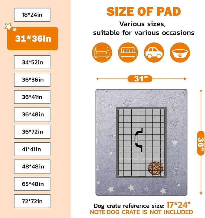 LOOBANI 31 x 36 Washable Pee Pads for Dogs 2 Packs for Playpen, Crate & Car | Super Absorbent, Non-Slip Backing, Soft Plush, Quick-Dry, Machine Washable, Reusable, Perfect for Crate & Car, Grey